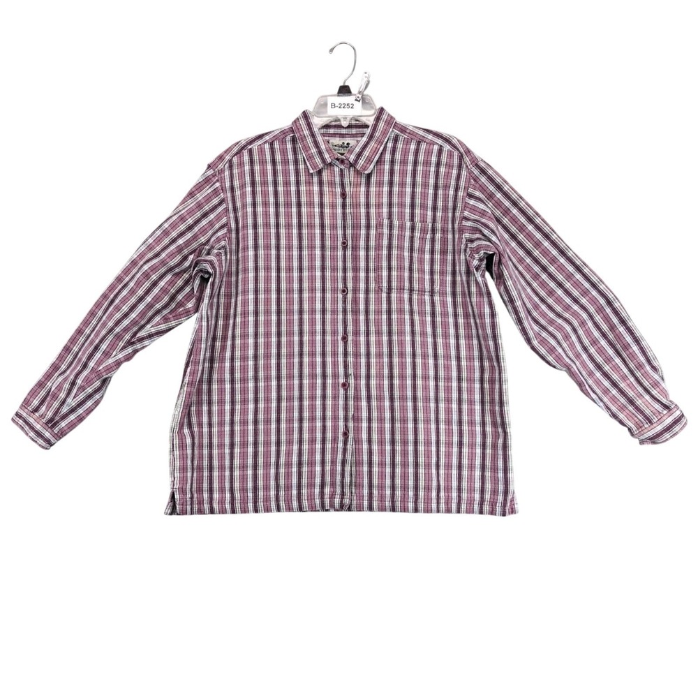 Vintage Northern Reflections Purple Striped Button-Up Shirt Womens XL Cotton 90s